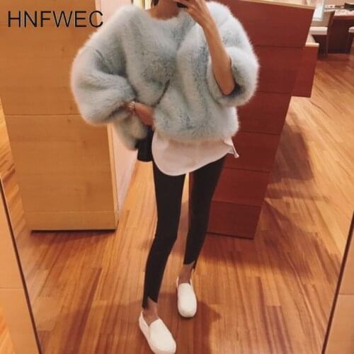 Pullover Three Quarter Batwing Sleeve Sweatshirt Faux Fur Loose Korean Warm Jacket Autumn Winter Comfortable Tops P012