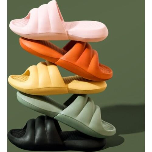 New house slippers women designer slides soft EVA summer Platform non-slip bathroom bath couple Pink thick-soled men slippers