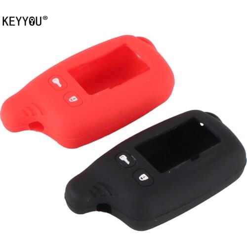 KEYYOU Silicone Case KeyChain Fob Cover For Tomahawk TZ9010 SL-950 TZ-9030 TZ9031 Fob Russian 2 Way LCD Alarm System Remote Key