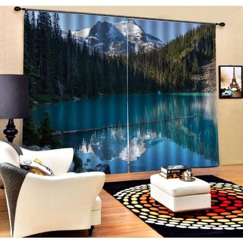 Blue curtains landscape curtains Luxury Blackout 3D Window Curtains For Living Room Bedroom Customized size Drapes Cortinas
