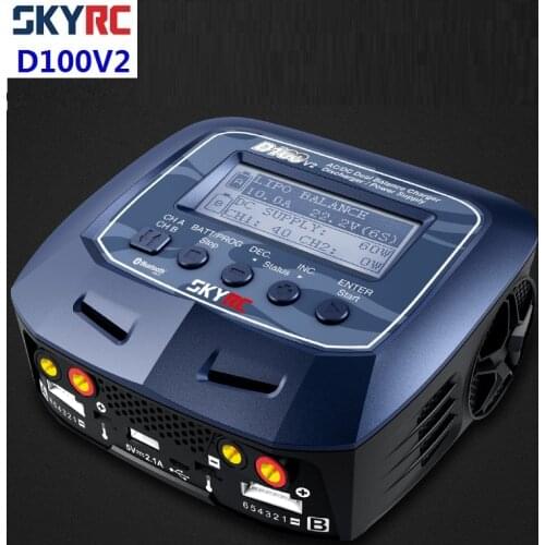 SKYRC D100 V2 100W AC/DC Dual Balance Charger Discharger Power Supply for LiPo LiHV LiFe LiIon NiCd NiMH PB Battery RC Car drone