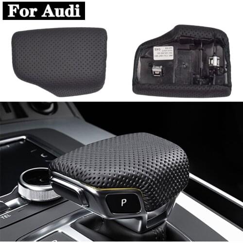Car Styling Console Gearshift Handle Frame Cover For Audi A6 C8 leather Gear shift cover with hole Shift Knob perforated leather