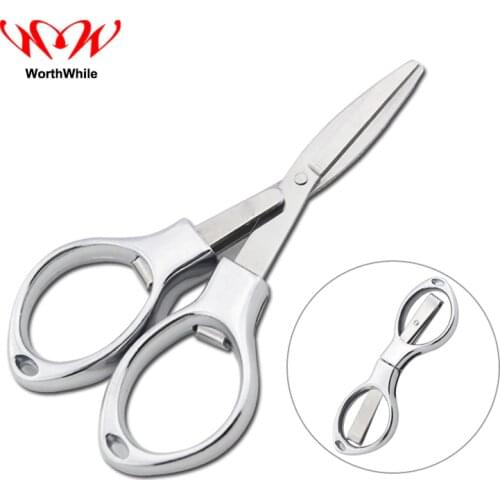 WorthWhile Safety & Survival Foldable Scissors Emergency Kit Stainless Steel EDC Glasses Shape for Outdoor Camping Fishing
