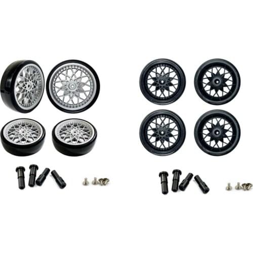For WPL D12 Tires 4Pcs Wheel Rim Wheel Hubs Rubber Tires with 5mm Metal Hub Hex Adapter RC Car Upgrade Parts