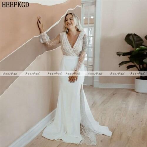 New White Dot Tulle Mermaid Evening Dress With Long Sleeves V Neck See Through Back Sexy Prom Gown Plus Size Formal Women Dress