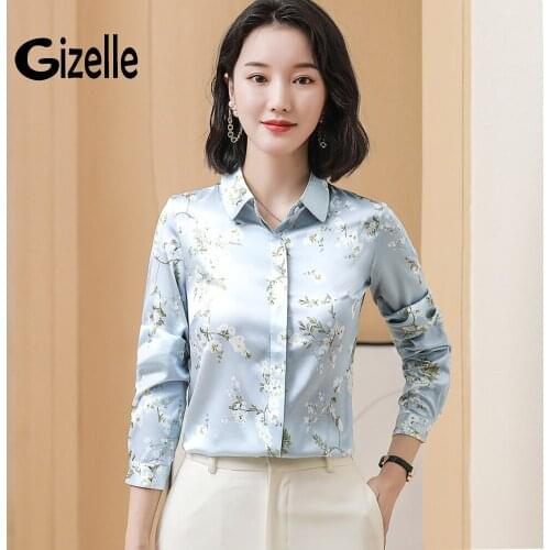 Gizelle Vintage Elegant Lapel Collar Floral Print Button Up Blouse Office Lady Work Blusas Chemises Femme Shirts Zaful Moda Traf