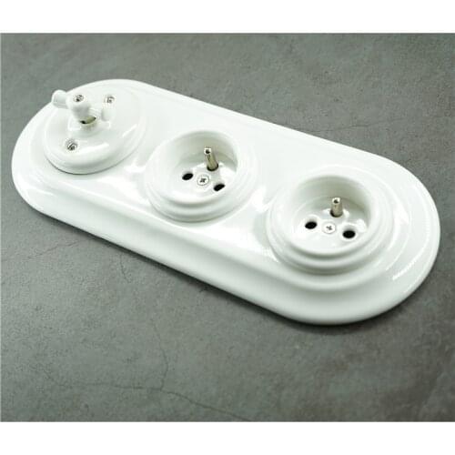 Flush-mounted Porcelain Lighting Switches and French Socket With Ceramic Frames