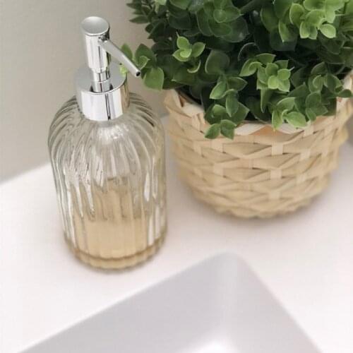 High Quality Manual Soap Dispenser Clear Glass Hand Sanitizer Bottle Containers Bathroom Empty Bottle Press