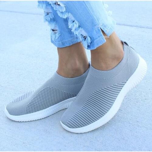 Women Flats Knitting Sock Shoes Women Spring Summer Breathable Casual Shoes Women Plus Size Loafers Walking krasovki Famela