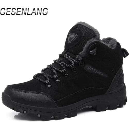 Winter Mens Hiking Shoes With Fur High Top Comfortable Warm Nonslip Outdoor Snow Walking Climbing Mountain Trail Trekking Boots