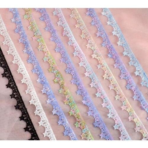 1Meter colorful stars embroidered lace Trim DIY sewing Lace fabric turban skirt curtain sofa guipure trims DIY craft decorations