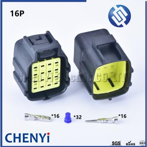 1 sets 16 pin way male female waterproof wire connector auto electrical plug conector 368047-1 368049-1