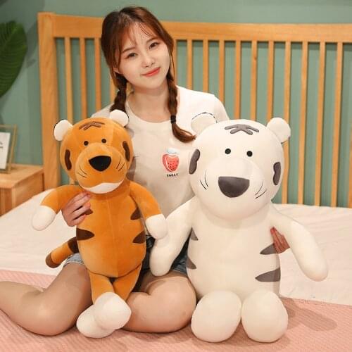 1pc 30-80CM Kawaii Long Leg Tiger Plush Toy Soft Stuffed Cartoon Animal Brown White Tiger Doll Sleep Pillow Home Decor Kids Gift