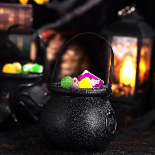 10pcs/set Witch Cauldron Cookies jar Candy Kettles Hanging Props Halloween Decor