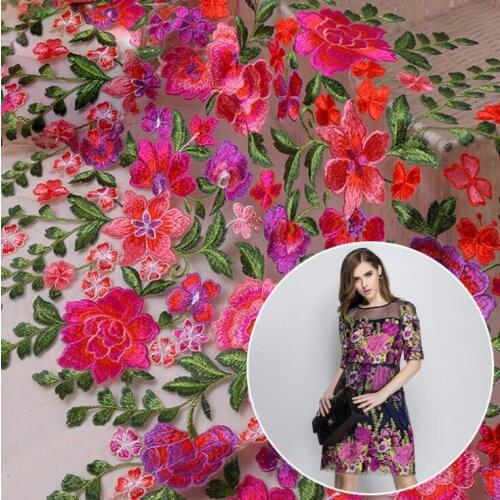 100x135cm French Net Lace Fabric african guipure lace fabric with embroidery flower mesh tulle net yarn diy dress lace fabric