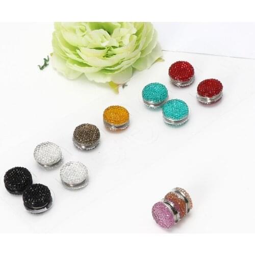 12 Pairs Muslim Multi-Use Rhinestone Magnetic Scarf Brooches Round Hijab Pins