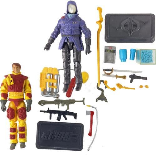Lot of 2pcs 4" GI JOE Cobra Commander Cobra Leader NO. 1113 & Blowtorch Flamethrower Action Figure Collection Toy