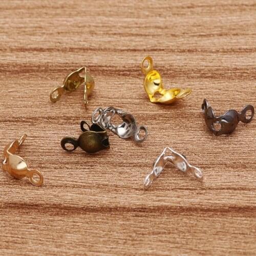 200pcs Connector Clasp Fitting 4*7mm Ball Chain Calotte End Crimps Beads Connector Components For DIY Jewelry Making Supplie