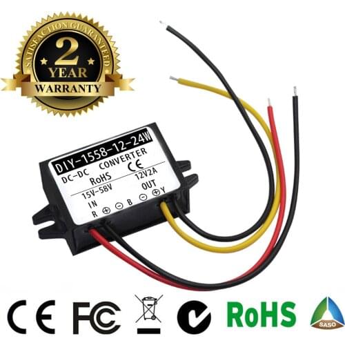 24V36V48V(15V-58V) Converter To 12V 2A 24W Buck Module DC-DC Power Converter Voltage Regulator Waterproof Step Down Module