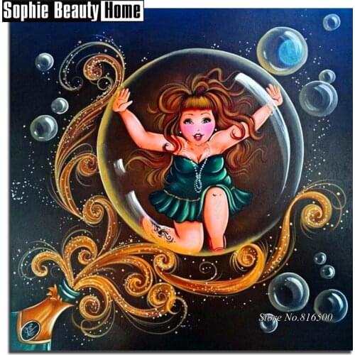 5D DIY Full Drill Diamond Painting Fat Lady In Bubble Diamond Embroidery Cross Stitch Rhinestone Mosaic Wedding Decor 188203