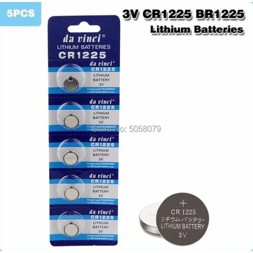 5pcs/pack CR1225 Button Batteries LM1225 BR1225 KCR1225 Cell Coin Lithium Battery 3V CR 1225 For Watch Electronic Toy Remote
