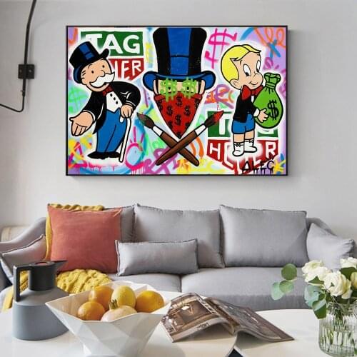 Alec Monopoly Rich Money Graffiti Art Paintings on the Wall Art Posters and Prints Modern Street Art Canvas Pictures Home Decor