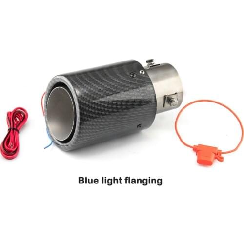 Car Exhaust Muffler Pipe Tip With LED Light Carbon Fiber Luminous Tailpipe Car Modified Single Tail Throat Universal Muffler