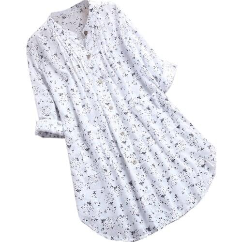 Pleated Floral Printed Womens Blouses V-Neck Long Sleeve Casual Womens Tops Harajuku Style Fashion Vintage Lady T-Shirt Blouse