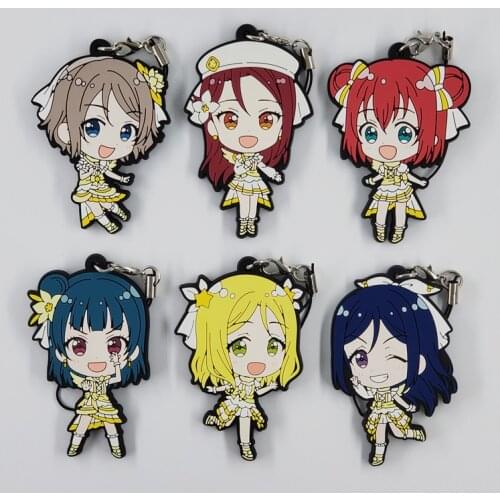 Love Live Anime keychain Kotori Nico Rin Umi Maki Chika Dia Riko Yoshi kc Kunikida Kanan Rubber Keychain Keyring Phone Strap