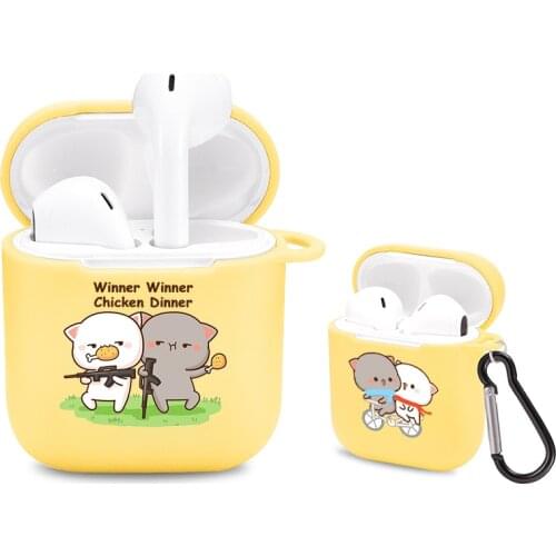 Winner Chicken Cat Soft Silicone Case For Airpods 1/2 Lanyard Candy Color Wireless Bluetooth Headset Earphone Cover Air Pod 2 1