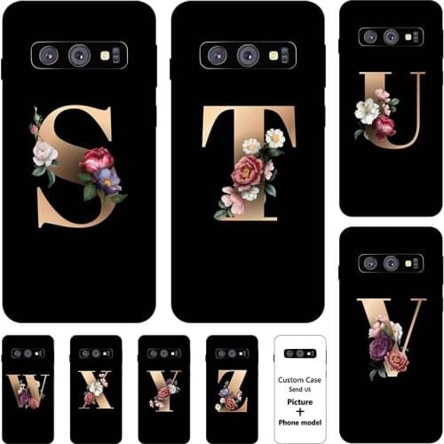 Flower 26 English Letters Custom Initial Case For Samsung Galaxy S10 4G S 10 Plus S10 Lite 2019 2020 S10E Soft Silicone Cover