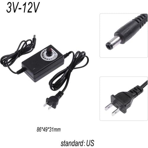 3-12V 2A AC/DC Adapter Voltage Adjustable Power Supply Charging Adaptor for Motor Speed Light Temperature Controller