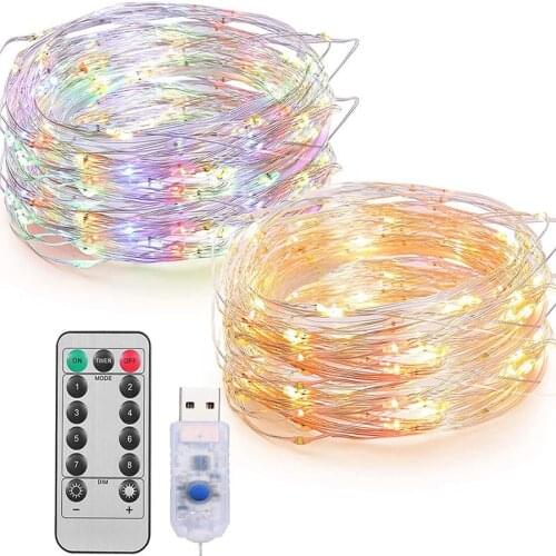 5m 10m 20m LED Fairy Lights Garland Remote Control USB String Lights New Year Christmas Decorations for Home Christmas Lights