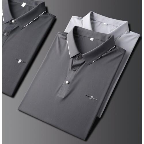JSBDHigh-end seamless rubber pressed silky super thin ice silk T-shirt mens summer business casual short sleeve lapel POLO shir