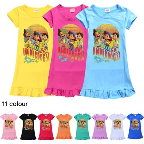 Summer Girl Nightgown Cartoon Luca Pajamas Dress For Kids Teenager Night Dress 2-10Y Baby Nightdress Girls Anime Pajamas Dresses