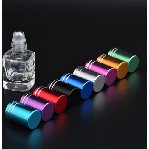 MUB 5ml Portable Roll-on Bottles Color Alloy Cap For Essential Oil Mini Travel Refillable Glass Perfume Bottles Empty Container