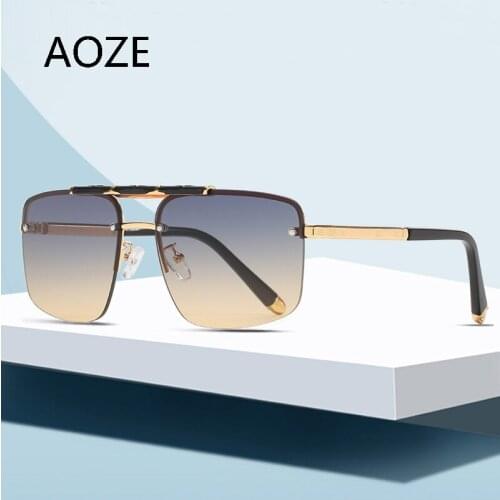 2021 Fashion Vintage Half Metal Frame Pilot Style Sunglasses High Quality Men Classic Brand Design Sun Glasses Oculos De Sol