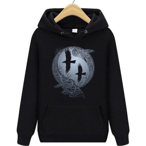 Mens Sweatshirts Vikings TV Series Odins Raven Ragnar Lodbrok Sportwear Unisex Fleece Jersey Men Hiking Hoodies