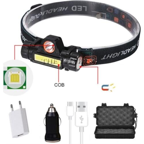 Headlamps 6000lumens Led Headlamp COB+Q5 Headlight Head Torch Flashlight Head lamp by 18650 battery for Fishing Hunting