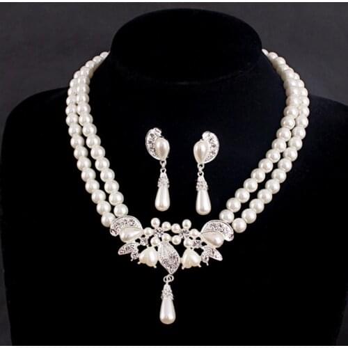 2018 New Pearl Necklaces Earring Bridal Pendant Gorgeous Party Show Pageant Necklace For Wedding EE9003