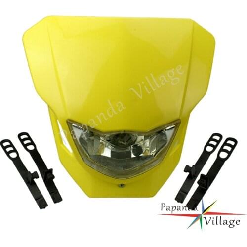 Papanda Yellow Motorcycle Dirt Bike Head Light Motocross Headlamp for Suzuki DRZ RMZ RM TS RM 65 85 125 300 450 Universal