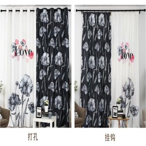 Personalized custom 3d curtains simple modern black and white flowers curtians creative simple thickening curtains