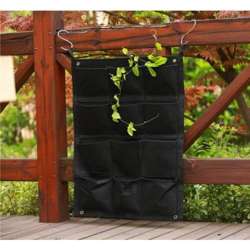 Pocketgarden 12-Pocket NEW Felt Outdoor Vertical Gardening Flower Pots and Planter Hanging Pots Planter On wall Green Field