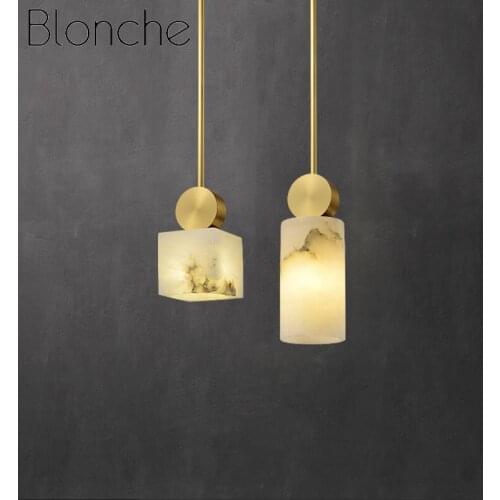 Nordic Marble Pendant Lamp Luxury Metal Copper Creative Bedroom Bedside Hanglamp New Chinese Style Dining Room Kitchen Fixtures