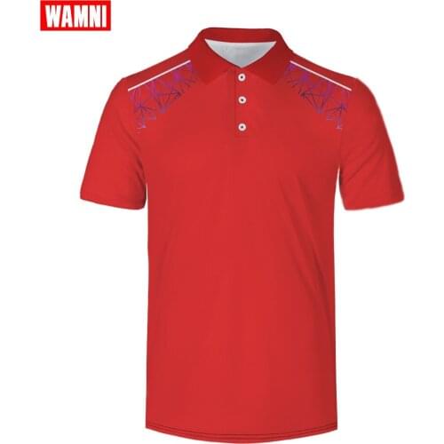 WAMNI Casual Tennis 3D Polo Shirt Dry Slim Popular Black Loose Breathable Sport Turn-down Collar Streetwear Red Polo-shirt