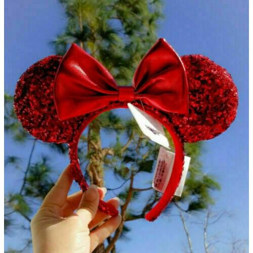 Parks REDD Pirate Red Sequins Minnie Ears Bow Headband
