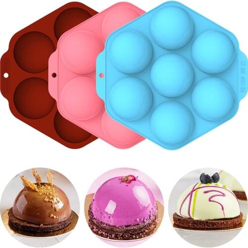 Baking Mold Hexagon 7 Grids Round Cake Mould Silicone Non-stick Chocolate DIY Cooking Mold Fondants Cake Make Mold