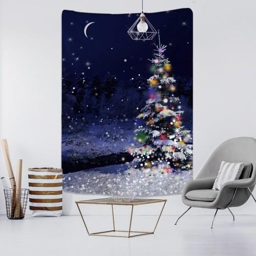 Christmas Tapestry Watercolor Christmas Tree Printing Bedside Hanging Cloth Bedroom Background Cloth Wall Decoration Cloth