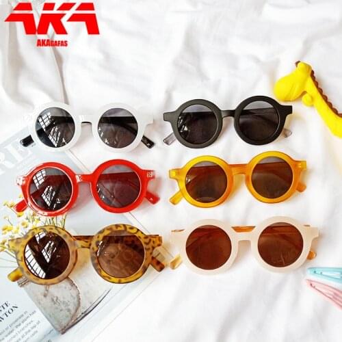 AKAgafas Cute Round Sunglasses Child Candy Color Vintage Kids Sunglasses Baby 2021 Anti-UV Personality Sun Glasses for Girls Boy