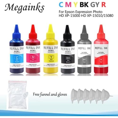 Red GY Sublimation Ink 6 Bottles 100ml For Epson Expression Photo HD XP-15000 HD XP-15010 15080 Printer